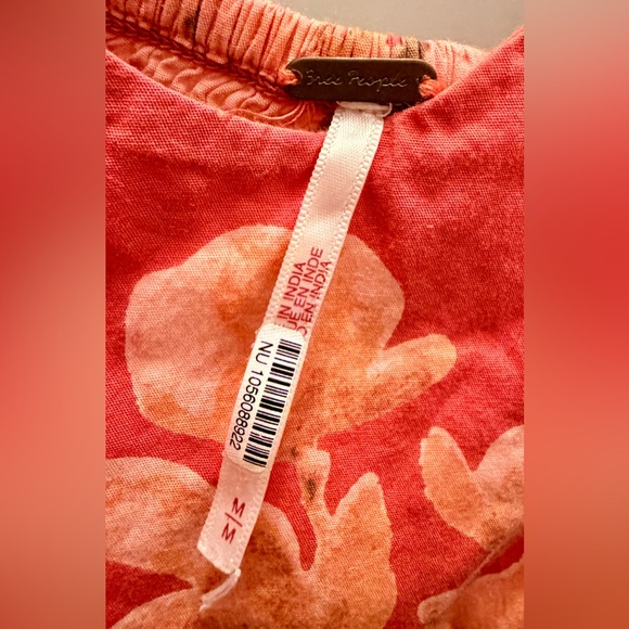 Free People Floral Puff Sleeve Dress in Coral with Pink Flowers - Picture 5 of 5